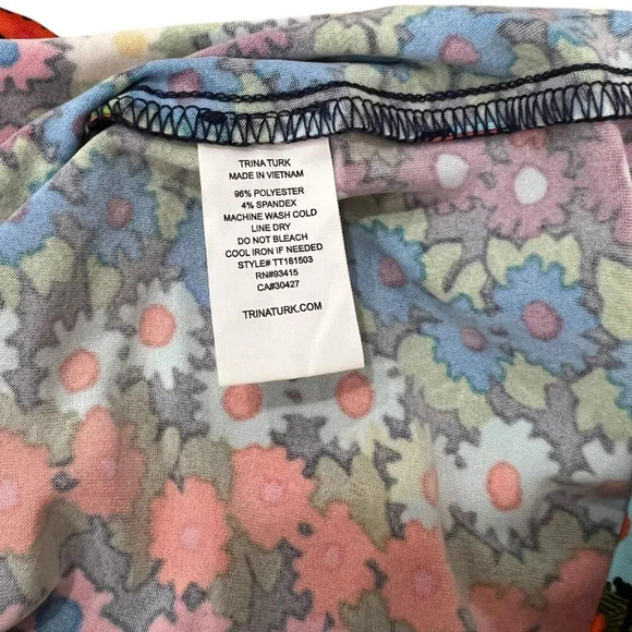 Trina Turk Colorful Floral Smocked Off Shoulder Bell Sleeve Mini Dress S - Picture 5 of 5